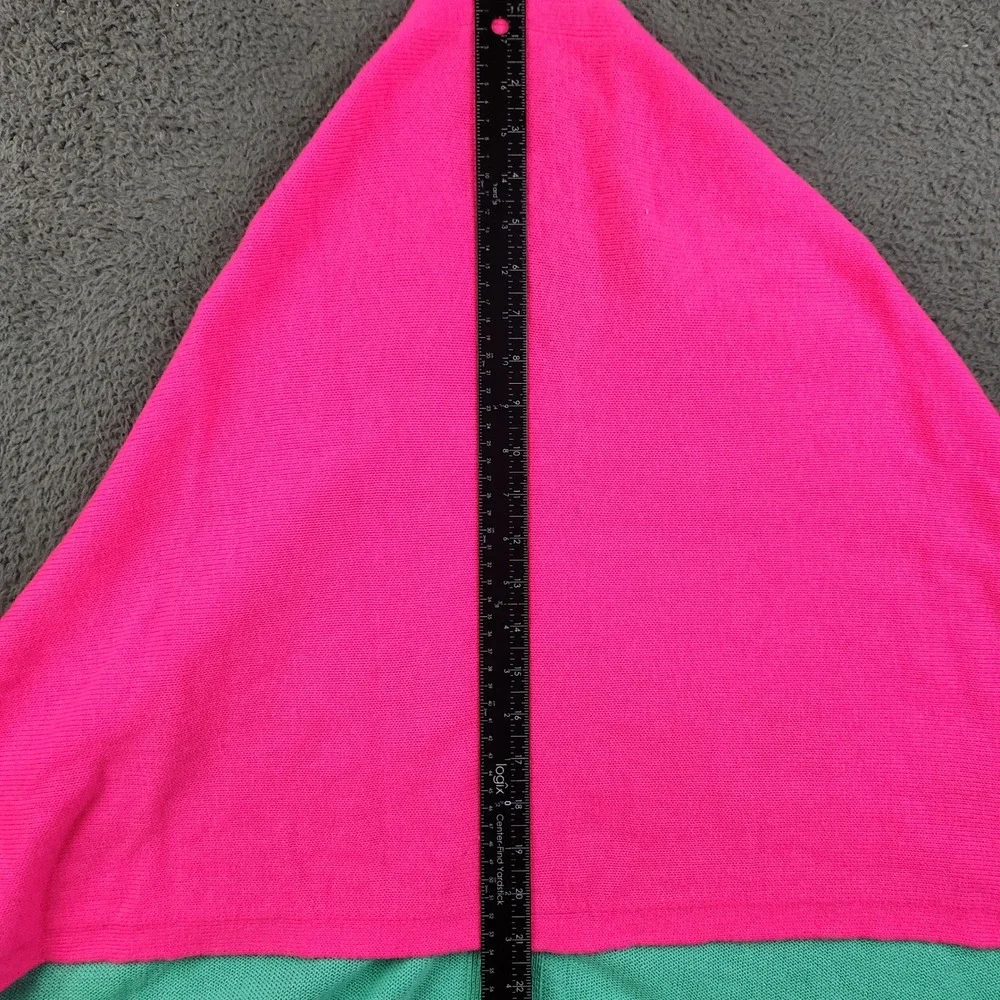 Lilly Pulitzer Poncho Womens One Size Pink Green Colorblock‎ Tassel Preppy Wrap